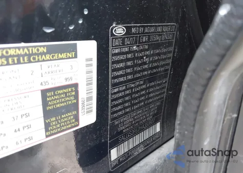 2017 Land Rover Range Rover 5.0L V8 Supercharged z USA, uszkodzony, nr VIN SALGS2FE2HA350607